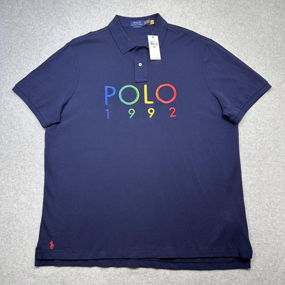 Polo Ralph Lauren Polo Shirt Mens XXL Blue POLO 1992 Classic Fit Mesh Knit